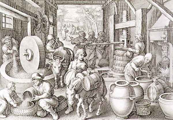 The Production of Olive Oil, plate 13 from Nova Reperta New Discoveries engraved by Philip Galle 1537-1612 c.1600 2 - view 1