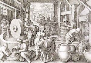 The Production of Olive Oil, plate 13 from Nova Reperta New Discoveries engraved by Philip Galle 1537-1612 c.1600 2 by Giovanni Stradano