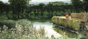 Lagoon at dusk (Una laguna al atardecer) by Enrique Serra y Auque
