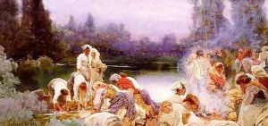 Washerwomen At The River's Edge by Enrique Serra y Auque