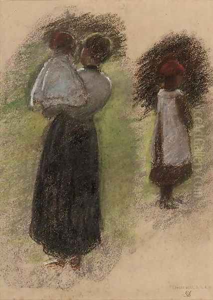 Study of a woman and two children - view 1