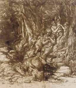 Hagar and Ishmael beside a well in the desert