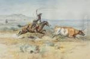Roping A Steer by Charles Marion Russell