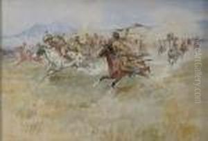 The Battle Between The Blackfeet And Thepiegans by Charles Marion Russell