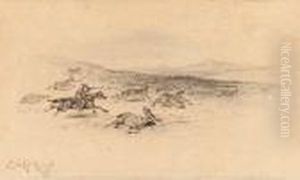 Mounted Plainsman Shooting Antelope Mounted Plainsman Shooting Antelope