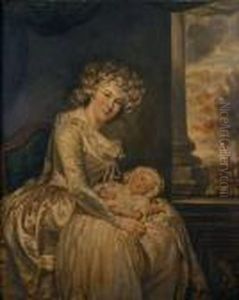 Portrait De Ann Ferrand Waddington Et Son Fils William by John Russell
