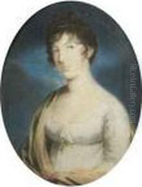 Portrait Of A Lady, Bust-length, In A White Dress And Shawl - view 1