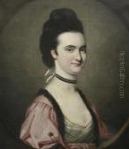 Portrait Of A Lady Wearing A Pink Robe by John Russell