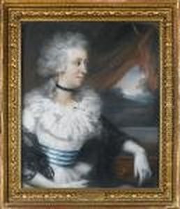 Portrait Of Amelia Marsh Wearing A White Dress And White Shawl by John Russell