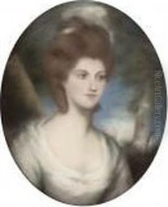 Portrait Of A Lady, Bust-length, In A White Dress by John Russell