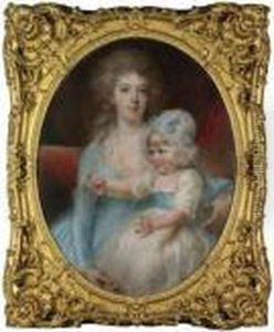 Portrait Of Lady Frances Morgan And Her Daughter Eliza Georgina Morgan by John Russell