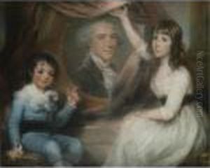 Portrait Of Judge William Garrow With Two Children by John Russell