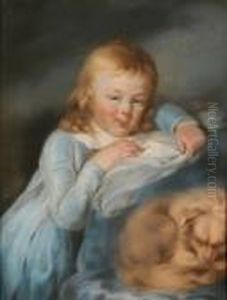 A Portrait Of Charles Dawkins As A Boy, With A Sleeping Dog by John Russell