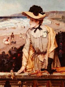 Young Woman at the Beach, or The Parisienne by the Sea by Alfred Stevens