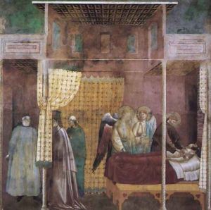 Legend of St Francis- 26. The Healing of a Devotee of the Saint c. 1300 by Master of Saint Cecilia