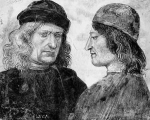 Self portrait with Niccolo Franceschi by Luca Signorelli