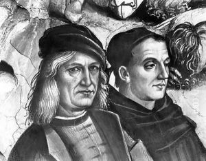 Portrait of Luca Signorelli and Fra Angelico, detail from The Preaching and Acts of the Antichrist 2 by Luca Signorelli