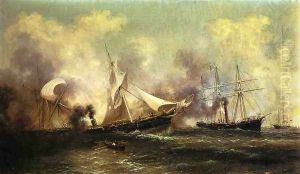 U.S.S Kearsarge Sinking the Alabama by Xanthus Russel Smith