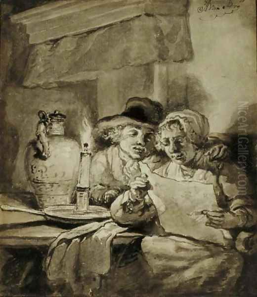A couple reading by candlelight - view 1