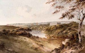 A Distant View Of Clovelly Court, Devon by John Warwick Smith