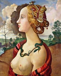 Copy of Simonetta Vespucci (1453-76) by Sandro Botticelli (1444-5-1510) by Konstantin Andreevic Somov