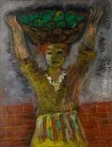 A Young Girl Bearing Green Fruit by Issachar ber Ryback