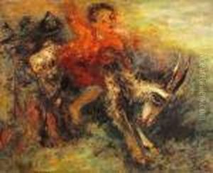 Child Riding A Goat by Issachar ber Ryback