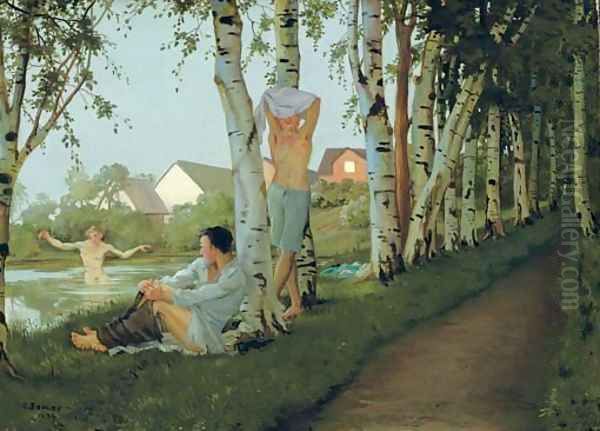 Bathers by a stream - view 1