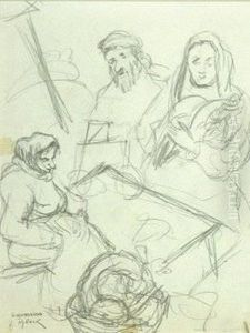 Rybak Market Scene by Issachar ber Ryback