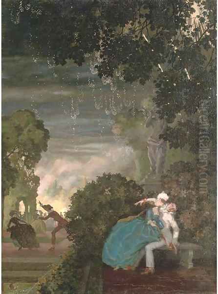 Pierrot and a lady by Konstantin Andreevic Somov