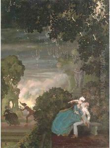 Pierrot and a lady by Konstantin Andreevic Somov