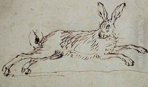 A Hare Running, With Ears Pricked by James Seymour