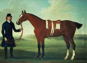 A Bay Hunter Held by a Groom by James Seymour