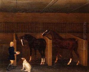 A groom, horses and a dog in a stable, 1747 by James Seymour