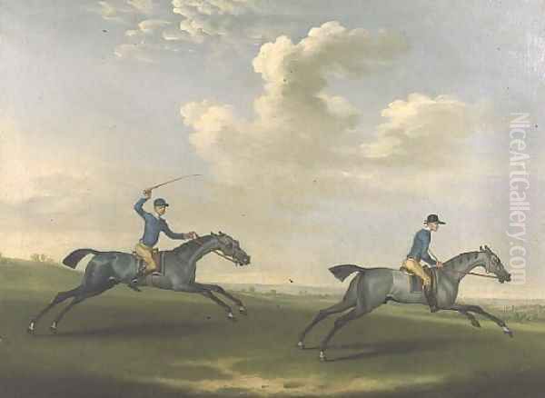 Two racehorses being exercised, 1737 - view 1
