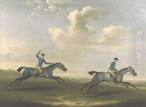 Two racehorses being exercised, 1737
