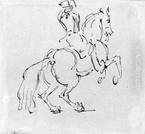 A cavalier on a rearing charger