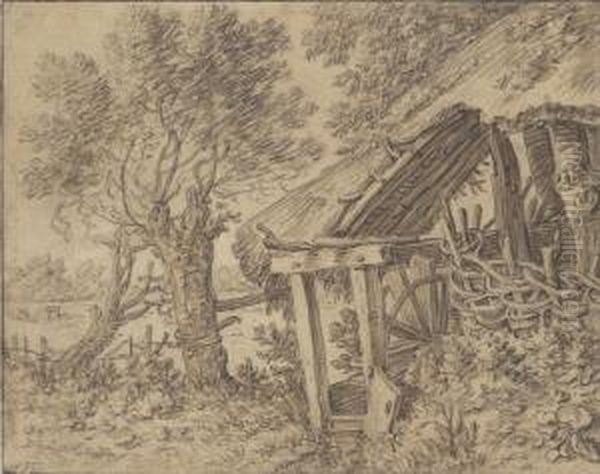 A Watermill With Pasture And Meadows Beyond - view 1