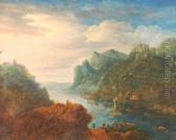 A Landscape Withboats On A Riverbank - view 1