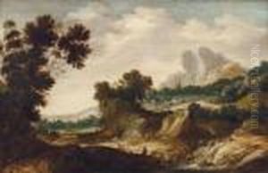 Bergige Landschaft Mit Wasserfall Bergige Landschaft Mit Wasserfall