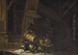 A Butter Churn, A Basket Of 
Figs, A Bowl Of Eggs, A Frying Pan, A Broken Lamp, A Kiln And Other 
Vessels In A Barn