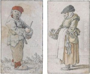 Two Studies Of Peasants by Herman Saftleven