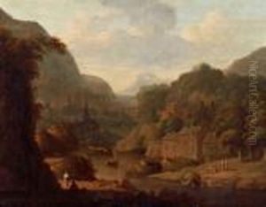 Paesaggio Fluviale Con Pescatori by Herman Saftleven