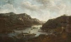 "mosellandschaft" Mit Reicher Boot-und Figurenstaffage "mosellandschaft" Mit Reicher Boot-und Figurenstaffage