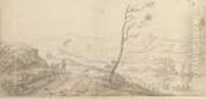 An Extensive River Landscape With Travellers On A Path by Herman Saftleven