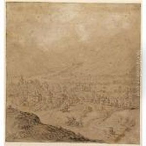 A Village In A Mountainous Landscape by Herman Saftleven