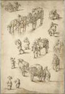 Sheet Of Studies Of Peasants, Riders And Waggons Sheet Of Studies Of Peasants, Riders And Waggons