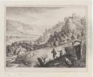 Fields Before Mountainous Panorama With A River Fields Before Mountainous Panorama With A River