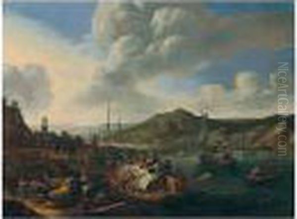 A Rhenish Capriccio, With Barges Under Sail And At Anchor - view 1