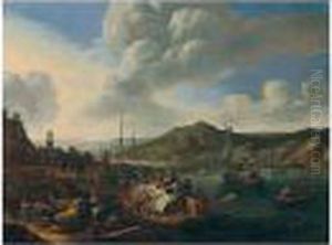 A Rhenish Capriccio, With Barges Under Sail And At Anchor thumbnail